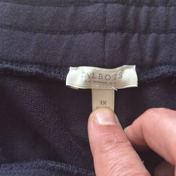 TALBOTS Elastic Waist Drawstring Sweatpants Comfy Travel 1X. Navy Blue - Picture 2 of 4